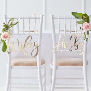 The Party Lady Gold Wedding Chair Signs (1)