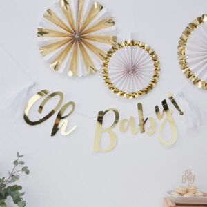 The Party Lady Oh Baby Gold Backdrop
