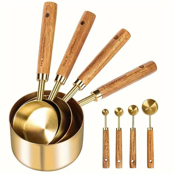 8pcs Gold Measuring Cups and Spoons